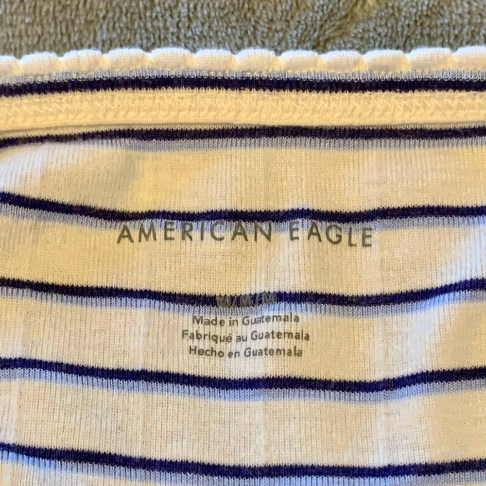 American Eagle white halter top with blue stripes size Medium - Picture 6 of 6